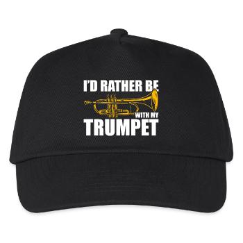 I'd rather be with my trombone Trompetenspieler - Kinder Basecap - Schwarz - Vorne
