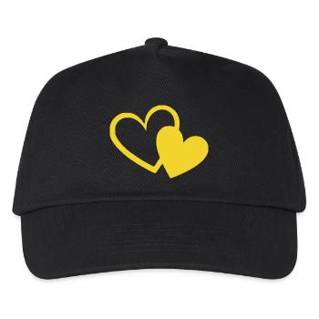 gelbes Herz gelb Geschenk Valentinstag - Kinder Basecap - Schwarz - Vorne