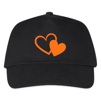 orangenes Herz orangen Geschenk Valentinstag - Kinder Basecap - Schwarz - Vorne