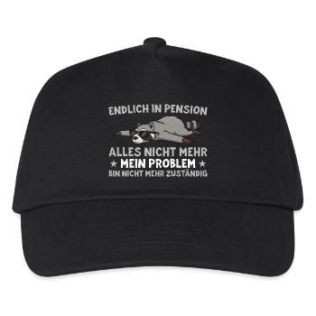Pension Waschbär Nicht mehr zuständig - Kinder Basecap - Schwarz - Vorne