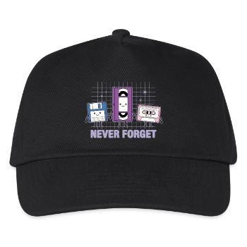Never Forget Retro VHS Floppy Cassette Nostalgia - Kids’ Baseball Cap - black - Front