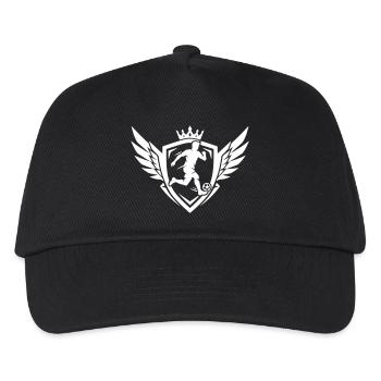 Fussballer Wappen Schild - Kinder Basecap - Schwarz - Vorne