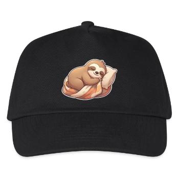 Faultier Schlafen - Kinder Basecap - Schwarz - Vorne