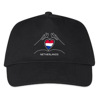 Netherlands Heart with NL Flag Holland Fan - Kids’ Baseball Cap - black - Front