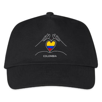 Colombia Fan Heart with Colombian Flag - Kids’ Baseball Cap - black - Front