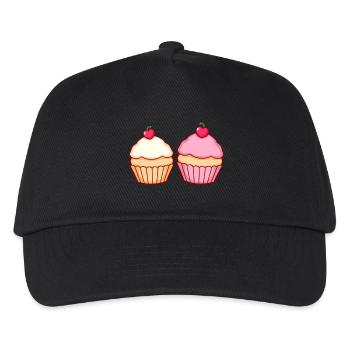 Cupcake Muffin Bäckerei Konditorei backen Geschenk - Kinder Basecap - Schwarz - Vorne