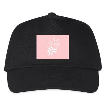 Illustration einer rosa Biene auf rosa Hintergrund - Kinder Basecap - Schwarz - Vorne