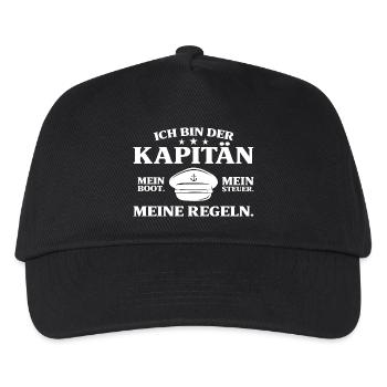 Kapitän Mein Boot Mein Steuer - Bootsfahrer - Kinder Basecap - Schwarz - Vorne