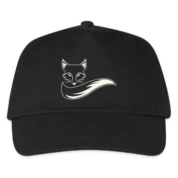 Fuchs Silhouette mit Schweif - Kinder Basecap - Schwarz - Vorne