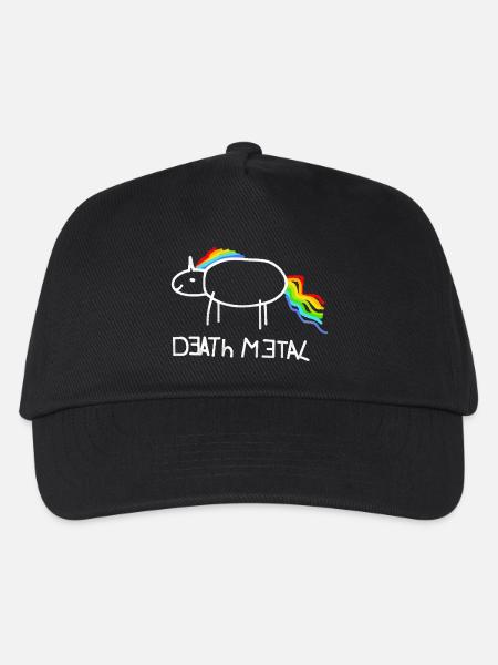 Regenbogen Einhorn Death Metal minimalistisch spaß - Kinder Basecap - Schwarz