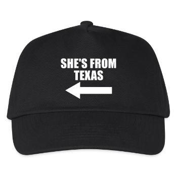 Sie kommt aus Texas. Pfeil links. Paare aus Texas. - Kinder Basecap - Schwarz - Vorne