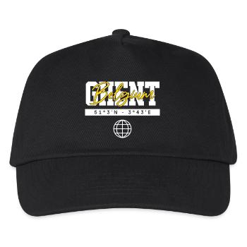 Gent Belgien Koordinaten Reise Souvenir - Kinder Basecap - Schwarz - Vorne