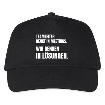 Teamleiter denkt in Meetings, Team denkt in Lösung - Kinder Basecap - Schwarz - Vorne