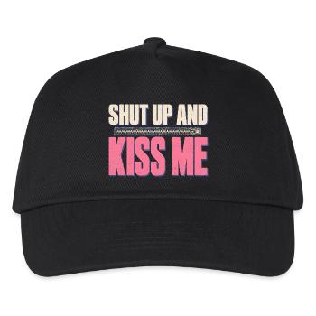 Shut Up And Kiss Me Küss Mich Einfach Valentinstag - Kinder Basecap - Schwarz - Vorne