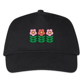 Blumen - Kinder Basecap - Schwarz - Vorne