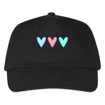 HERZ. HERZ. HEILIGER VALENTINSTAG. LIEBE. LIEBE. PAAR. - Kinder Basecap - Schwarz - Vorne