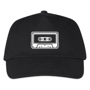 Kassette Retro Vintage Mixtape Symbol Logo - Kinder Basecap - Schwarz - Vorne