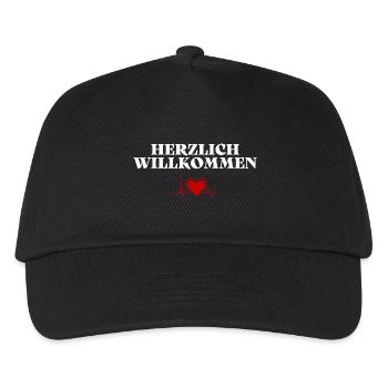 Herzlich Willkommen Herz Liebe - Kinder Basecap - Schwarz - Vorne