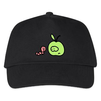 Apfel + Wurm 3 - Kinder Basecap - Schwarz - Vorne
