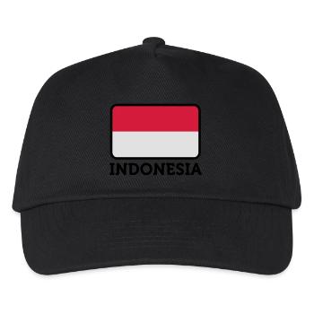 Nationalflagge von Indonesien - Kinder Basecap - Schwarz - Vorne