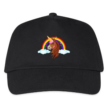 Pony mit Eis - Eishorn Einhorn Regenbogen Märchen - Kinder Basecap - Schwarz - Vorne