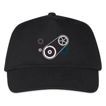 Zahnräder Getriebe Motorblock - Kinder Basecap - Schwarz - Vorne