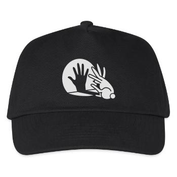 Handschatten Kaninchen im Dunkeln leuchten - Kinder Basecap - Schwarz - Vorne