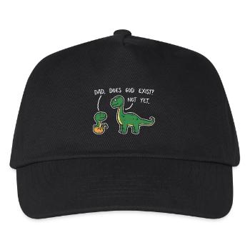 Atheist Dad Does God Exist? Not Yet Dinosaurier - Kinder Basecap - Schwarz - Vorne