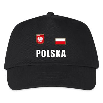 Polen Fussball T-Shirt Trikot Fanshirt Fans - Kinder Basecap - Schwarz - Vorne