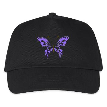 lila Schmetterling mit dunkelbraunen Fühlern - Kinder Basecap - Schwarz - Vorne