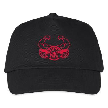 logo super dad Flügel Muskel Arm 3072 - Kinder Basecap - Schwarz - Vorne