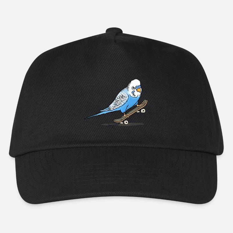 Blauer Wellensittich auf Fingerboard - Kinder Basecap - Schwarz