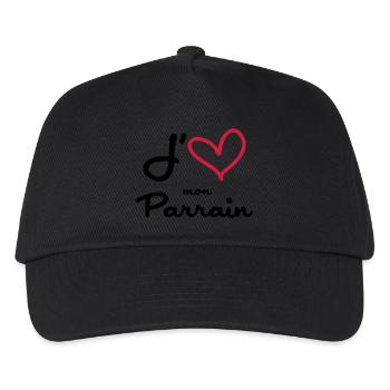 J'aime mon Parrain / Naissance / Bébé / Baptême - Casquette de baseball Enfant - noir - Devant