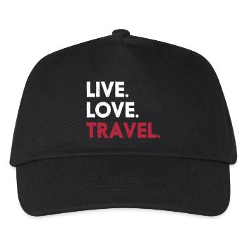 LIVE. LOVE. TRAVEL. - Kinder Basecap - Schwarz - Vorne