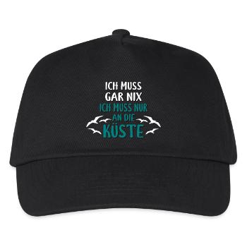 Ich muss gar nix - Ich muss nur an die Küste - Kinder Basecap - Schwarz - Vorne