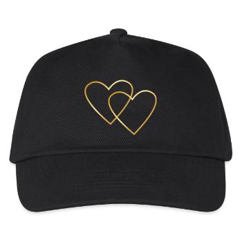 Zwei goldene Herzen - Kinder Basecap - Schwarz - Vorne