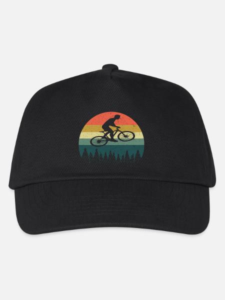 Mountainbike MTB Fahrrad Retro Vintage Berge Biker - Kinder Basecap - Schwarz