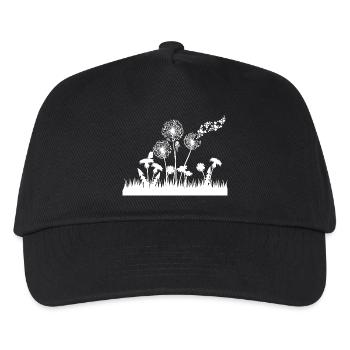Dandelions silhouette on grass - Kids’ Baseball Cap - black - Front