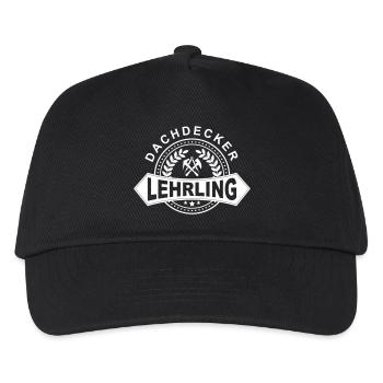 Dachdecker Lehrling Lorbeerkranz mit Zunftzeichen - Kinder Basecap - Schwarz - Vorne
