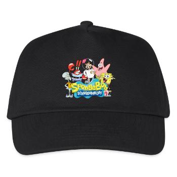 SpongeBob Schwammkopf Logo Patrick Thaddäus Krabs - Kinder Basecap - Schwarz - Vorne