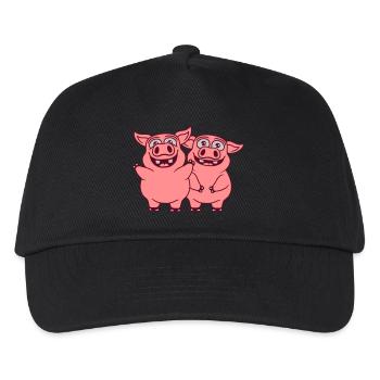 Team lustige glückliche Schweine - Kinder Basecap - Schwarz - Vorne