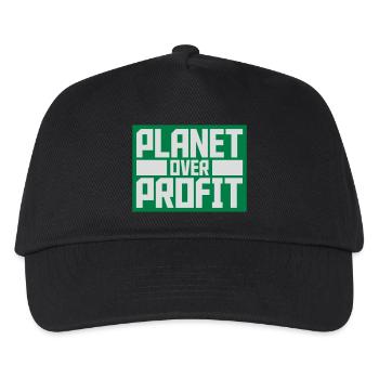 planet over profit quote - Kids’ Baseball Cap - black - Front