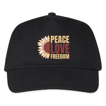 Frieden Freiheit Friedenszeichen Sonnenblume Liebe - Kinder Basecap - Schwarz - Vorne