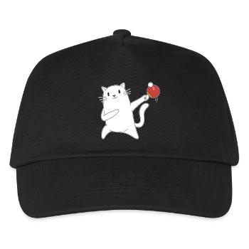 Table Tennis Katze Pingpong Outfit Cat Tischtennis - Kinder Basecap - Schwarz - Vorne