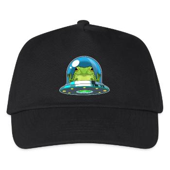 Frosch Raumschiff Weltraum - Kinder Basecap - Schwarz - Vorne