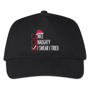 Nice Naughty I Swear I Tried Liste Weihnachten - Kinder Basecap - Schwarz - Vorne