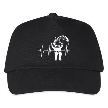 Battement de coeur astronaute bande dessinée pulsation espace ECG symbole - Casquette de baseball Enfant - noir - Devant