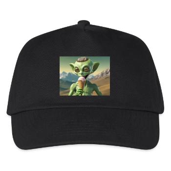 Alien gris à la surface de la lune – manger de la crème glacée - Casquette de baseball Enfant - noir - Devant