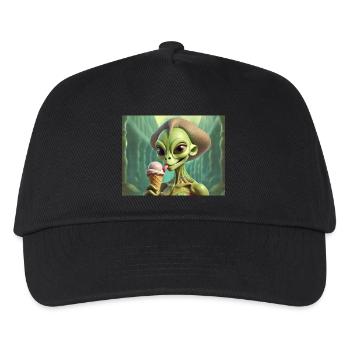 Alien gris à la surface de la lune – manger de la crème glacée - Casquette de baseball Enfant - noir - Devant