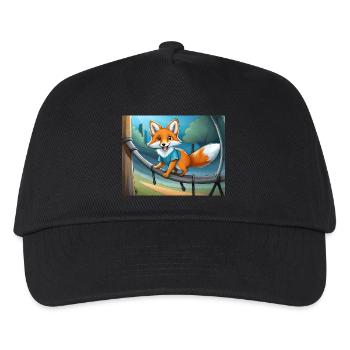Niedlicher kleiner Unhold, Fuchs, der auf einem Spielplatz spielt - Kinder Basecap - Schwarz - Vorne